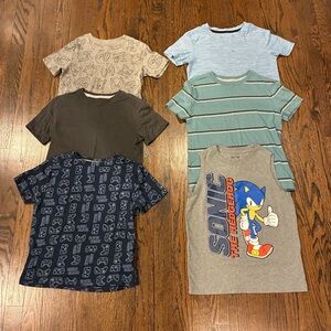Lot of 6 Old Navy Tees Boys 6/7 Sonic Gamer Kids Graphic T-Shirt - Gray